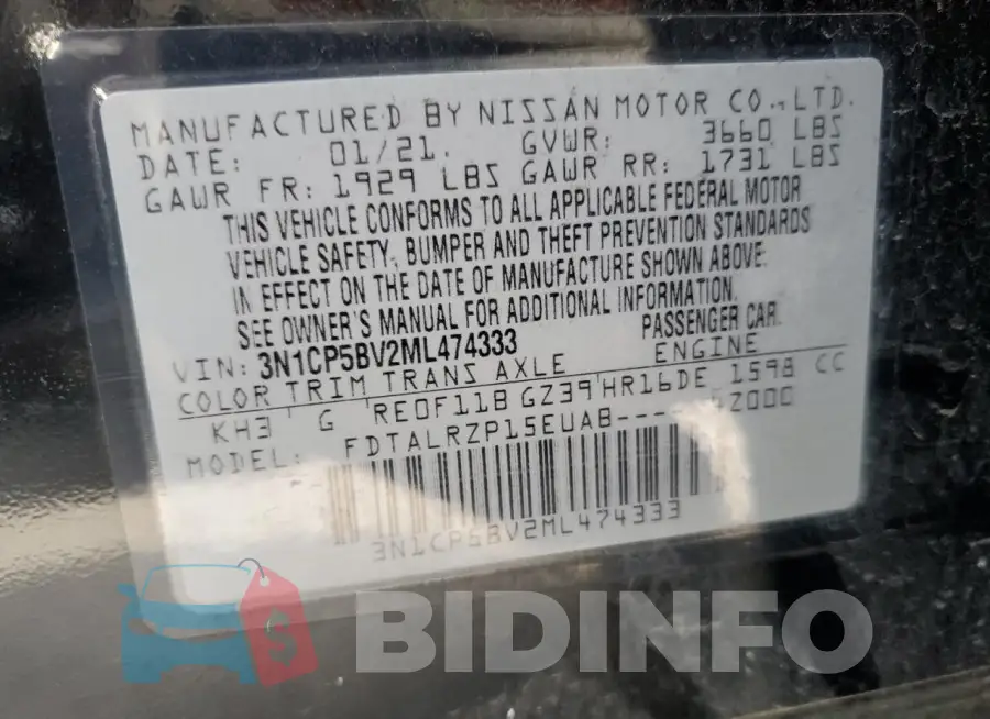 3N1CP5BV2ML474333 Photo# 13