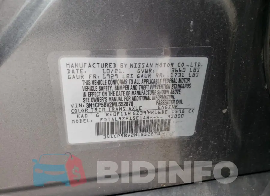3N1CP5BV2ML552870 Photo# 12