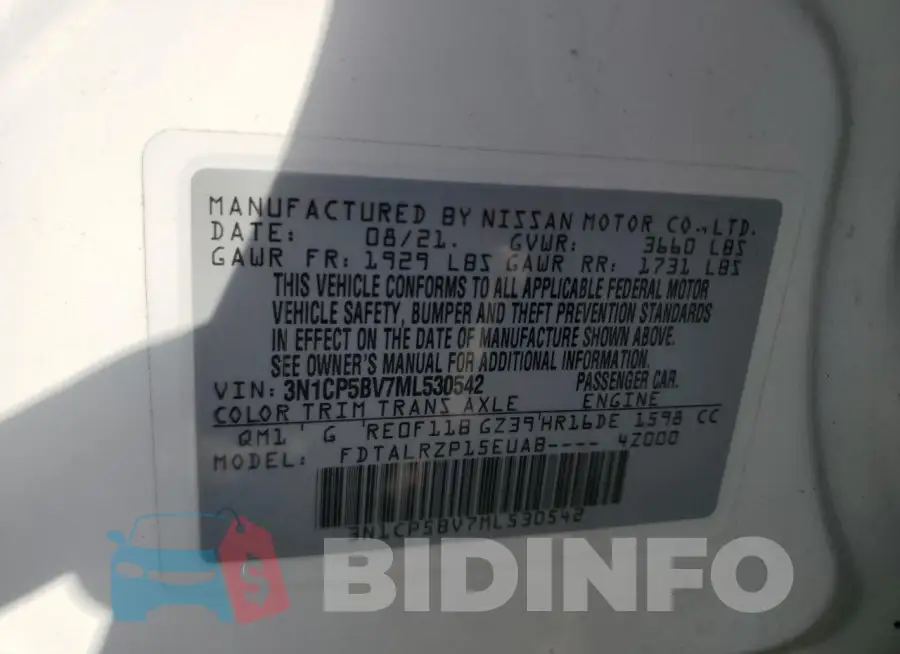 3N1CP5BV7ML530542 Photo# 14