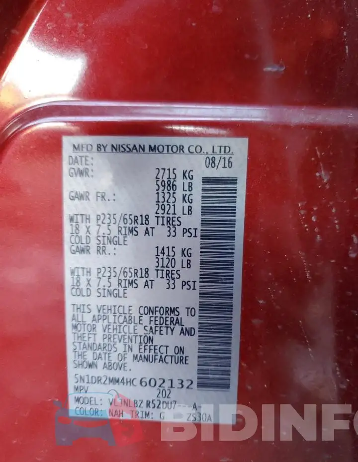 5N1DR2MM4HC602132 Photo# 14