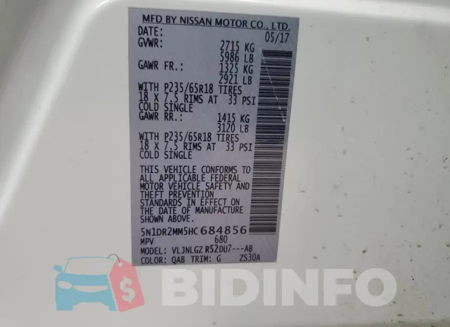 5N1DR2MM5HC684856 Photo# 12