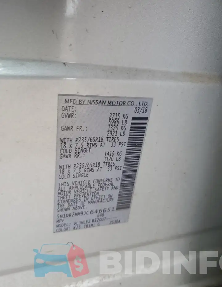 5N1DR2MM9JC646651 Photo# 13