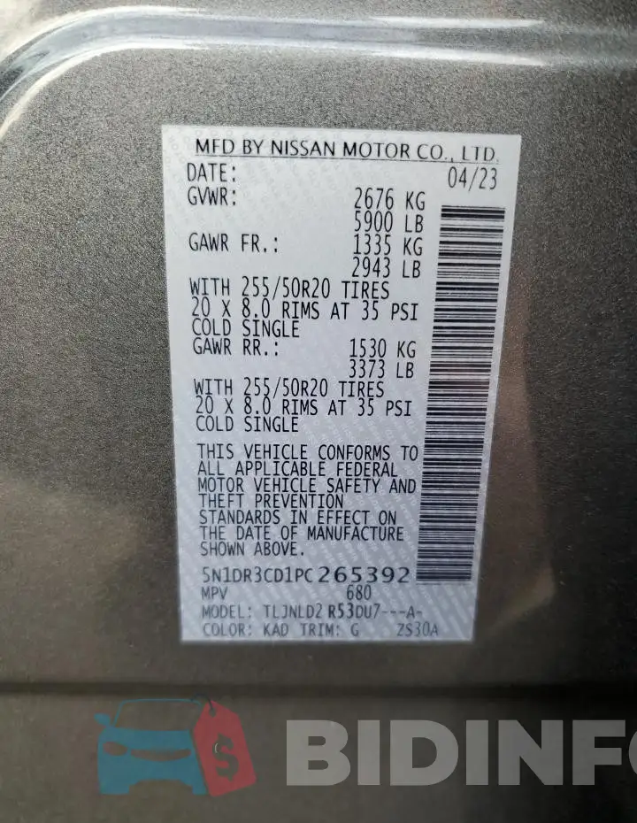 5N1DR3CD1PC265392 Photo# 13