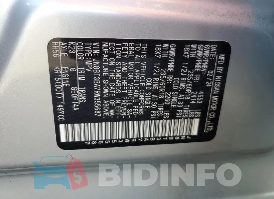 JN8BT3BA7RW355687 Photo# 13