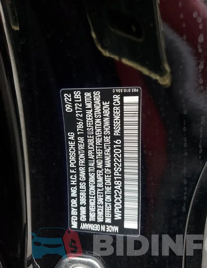 WP0CC2A81PS222016 Photo# 12