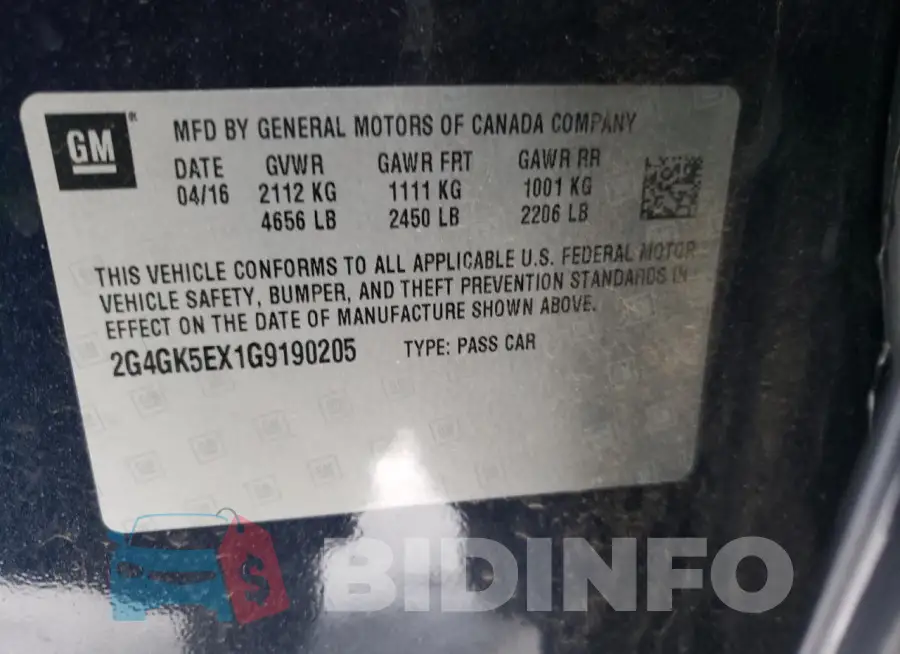 2G4GK5EX1G9190205 Photo# 13