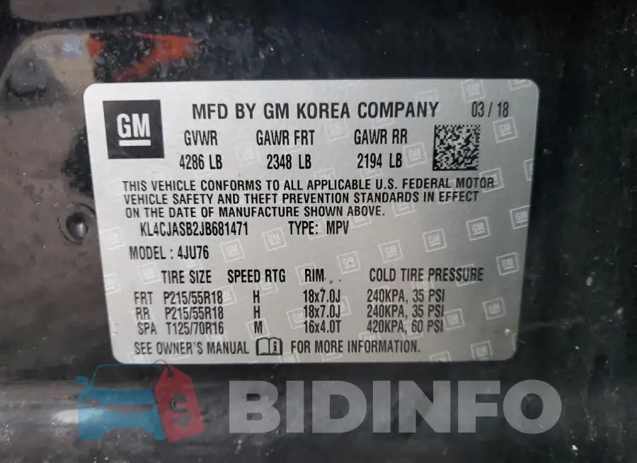 KL4CJASB2JB681471 Photo# 14