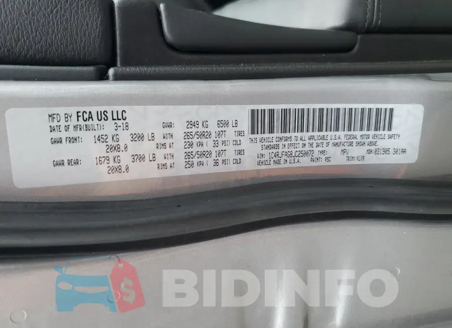 1C4RJFAG8JC250072 Photo# 14