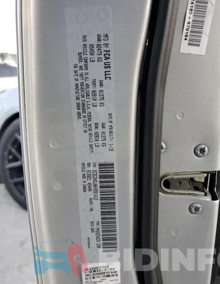 2C3CDXGJ0KH591412 Photo# 12