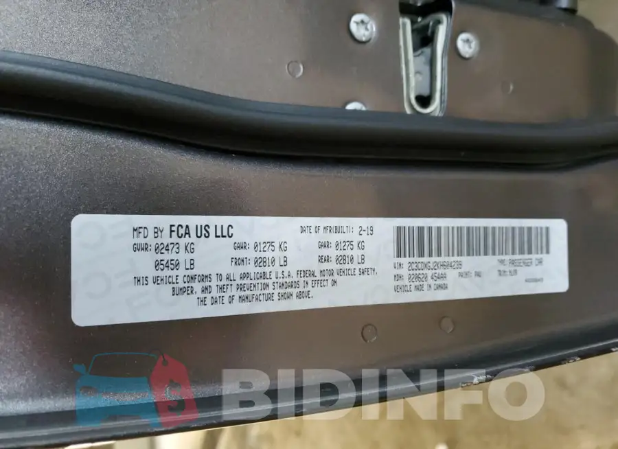 2C3CDXGJ2KH604239 Photo# 12