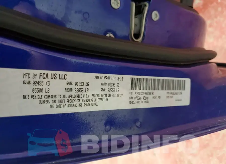 2C3CDXKT4KH693191 Photo# 12