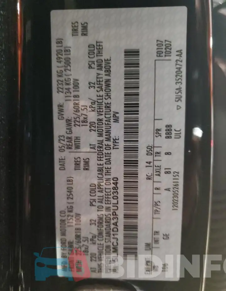 5LMCJ1DA3PUL03840 Photo# 14