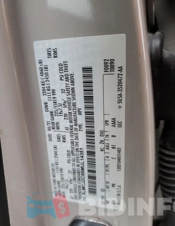 5LMCJ2C99MUL14351 Photo# 14