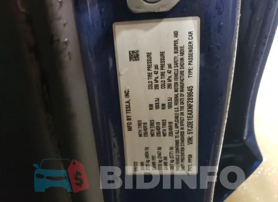 5YJ3E1EAXNF289645 Photo# 12