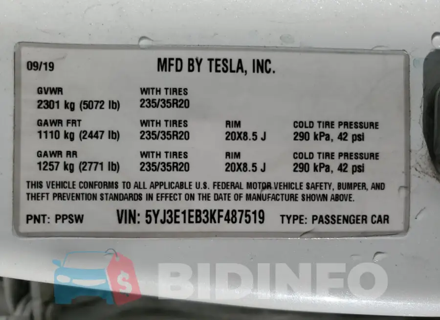 5YJ3E1EB3KF487519 Photo# 12