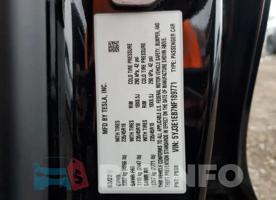 5YJ3E1EB7NF189771 Photo# 12