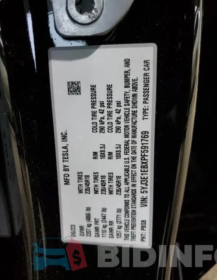 5YJ3E1EBXPF591769 Photo# 12