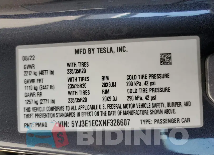 5YJ3E1ECXNF328607 Photo# 13