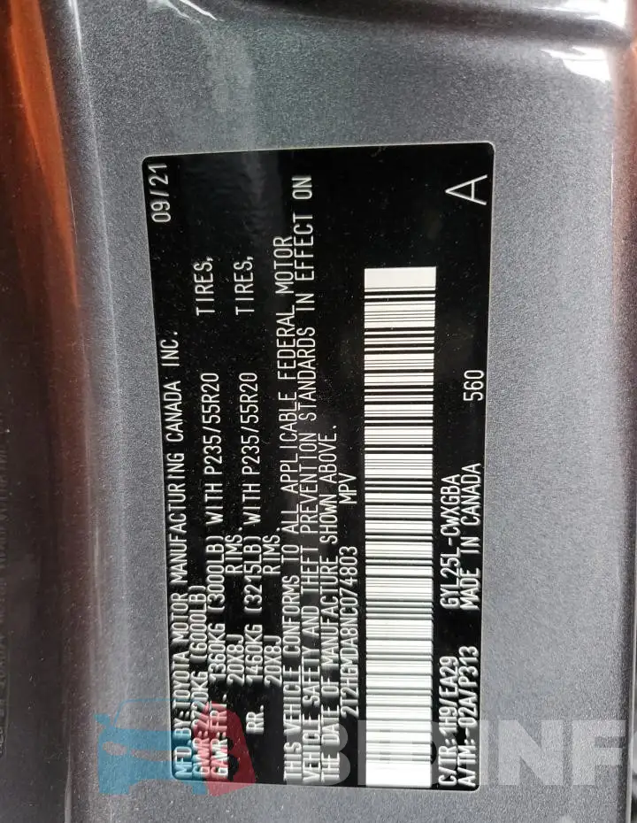 2T2HGMDA8NC074803 Photo# 12
