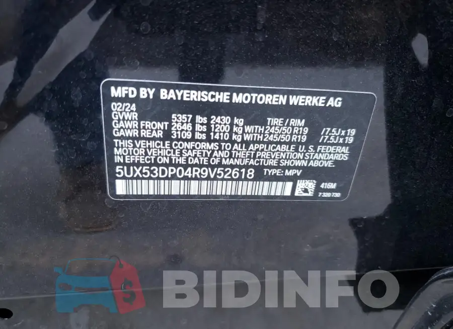 5UX53DP04R9V52618 Photo# 14