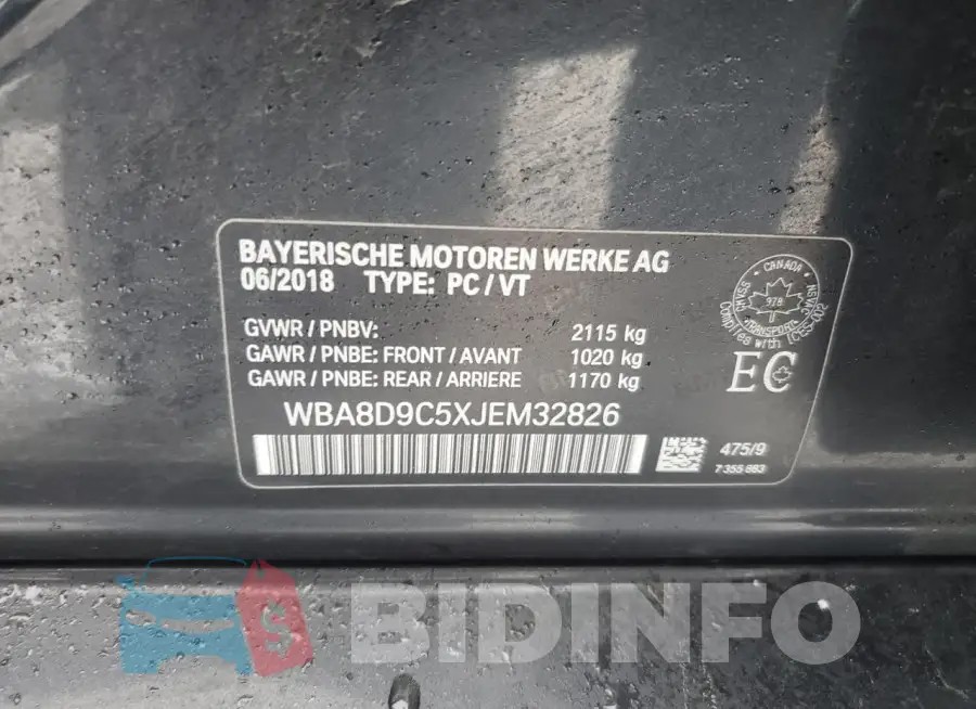 WBA8D9C5XJEM32826 Photo# 12