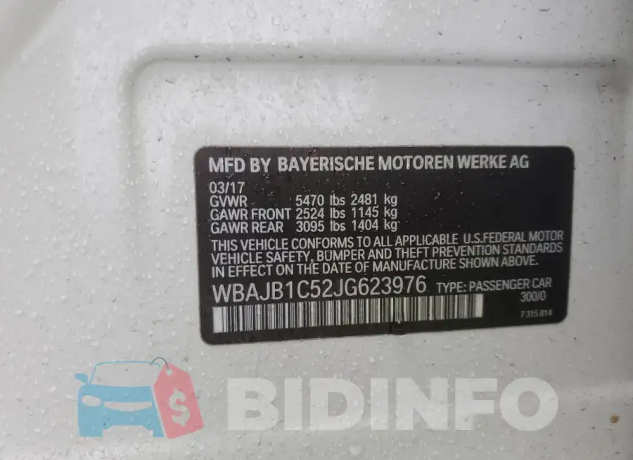 WBAJB1C52JG623976 Photo# 12