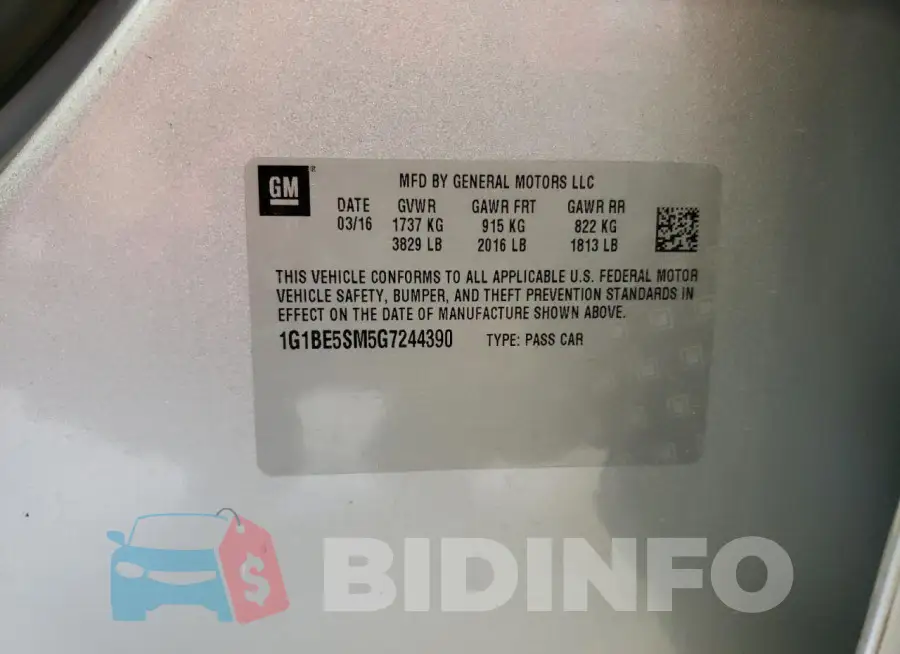 1G1BE5SM5G7244390 Photo# 13