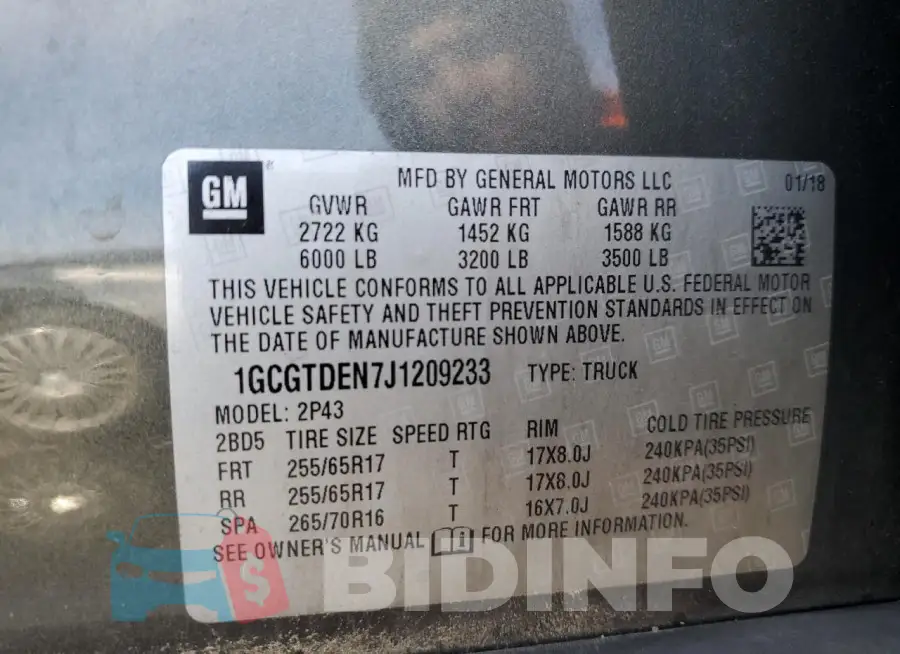 1GCGTDEN7J1209233 Photo# 12