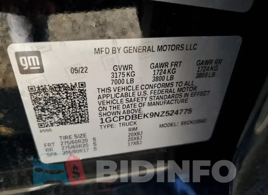 1GCPDBEK9NZ524775 Photo# 12