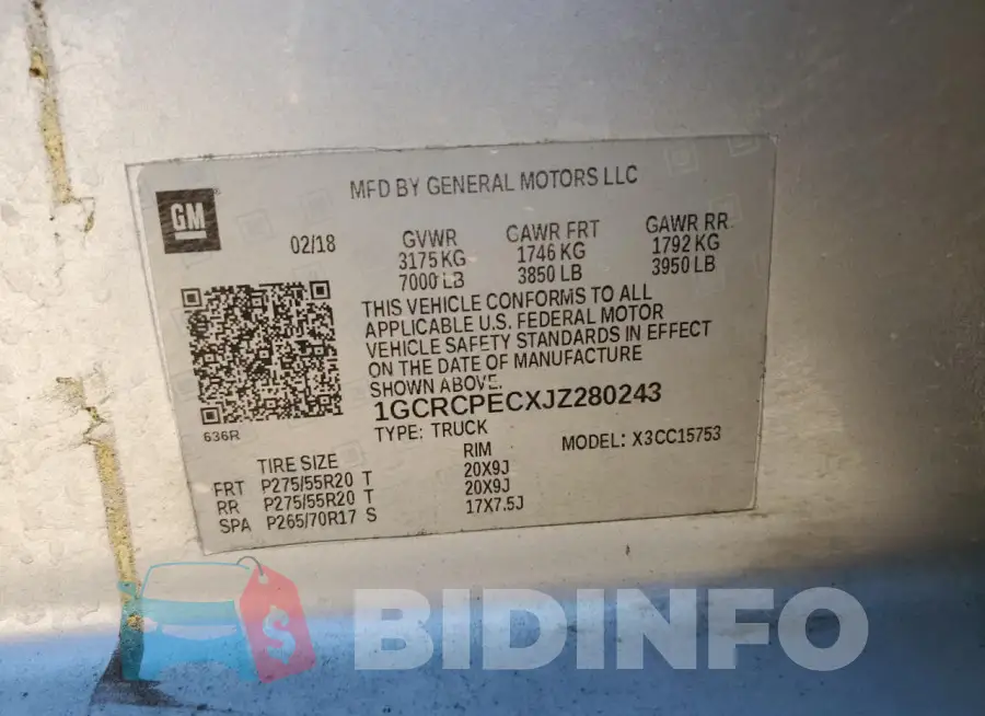 1GCRCPECXJZ280243 Photo# 12