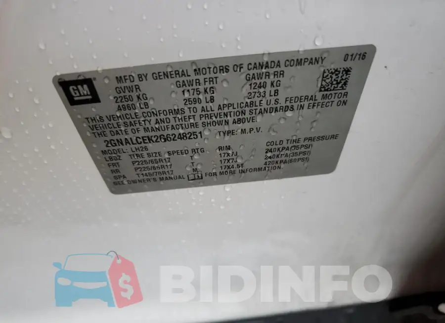 2GNALCEK2G6248251 Photo# 13