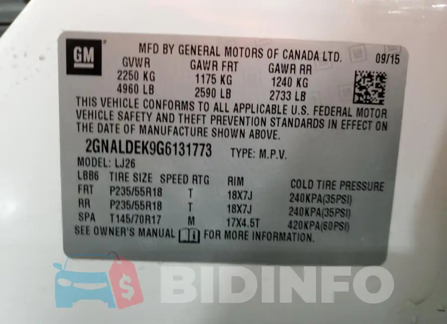 2GNALDEK9G6131773 Photo# 14