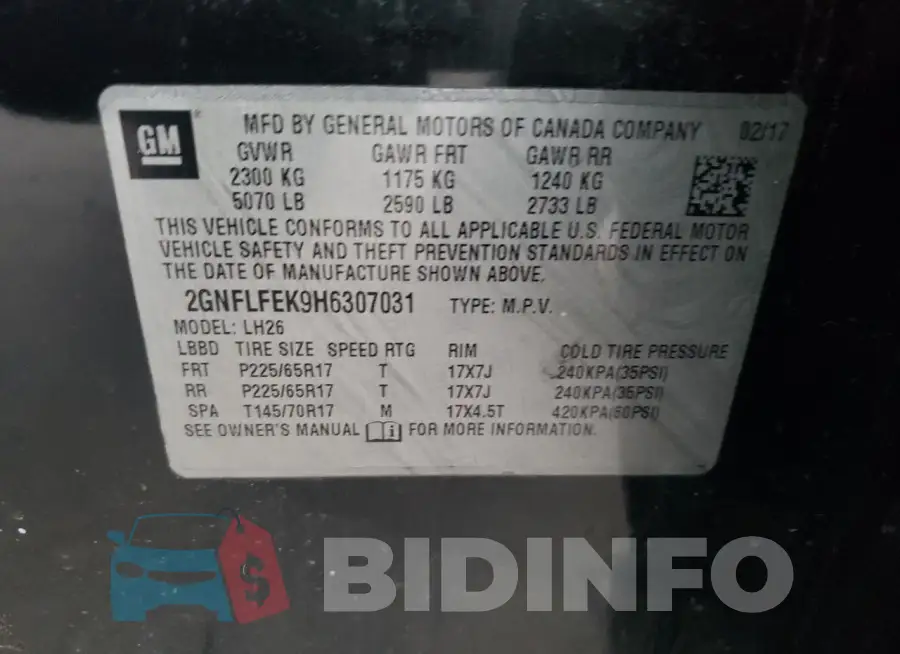 2GNFLFEK9H6307031 Photo# 14
