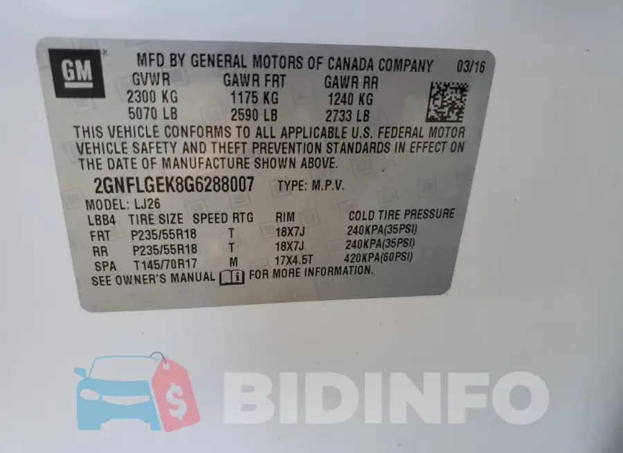 2GNFLGEK8G6288007 Photo# 13