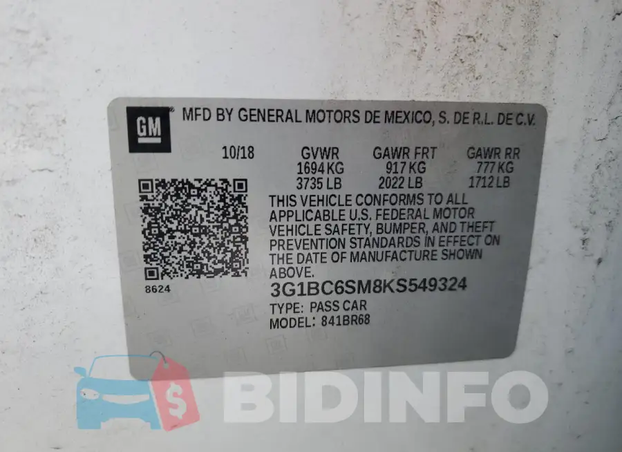 3G1BC6SM8KS549324 Photo# 13