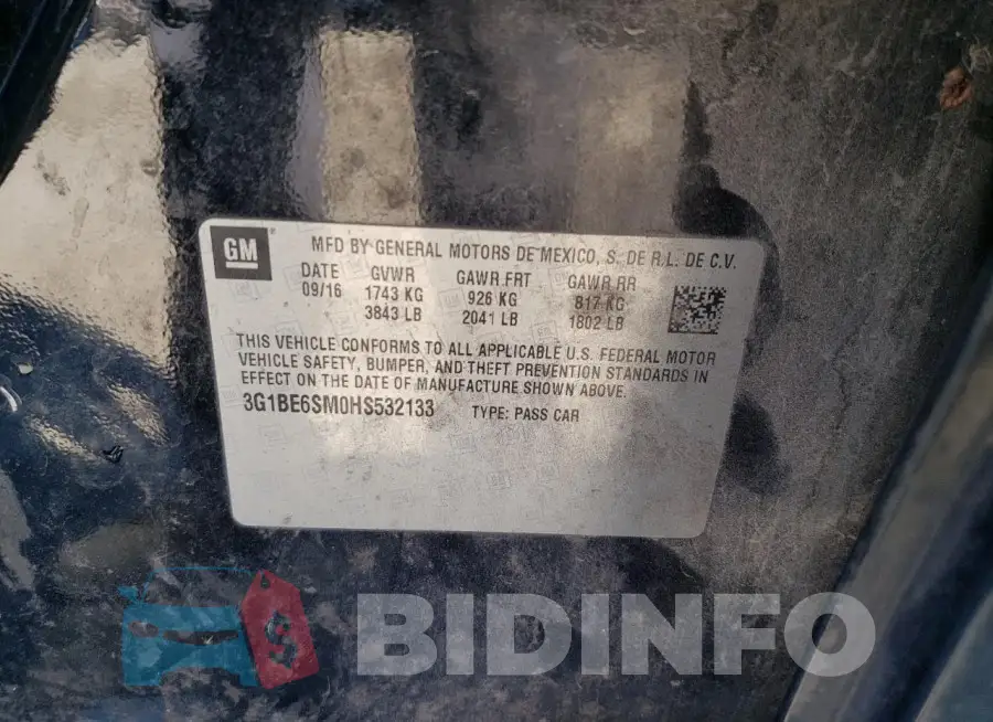 3G1BE6SM0HS532133 Photo# 13