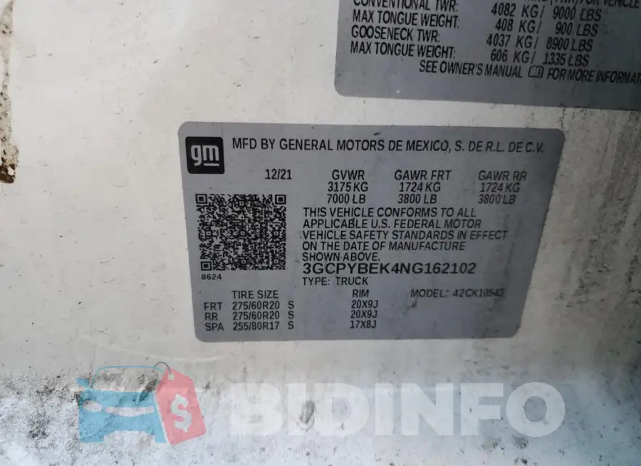 3GCPYBEK4NG162102 Photo# 12