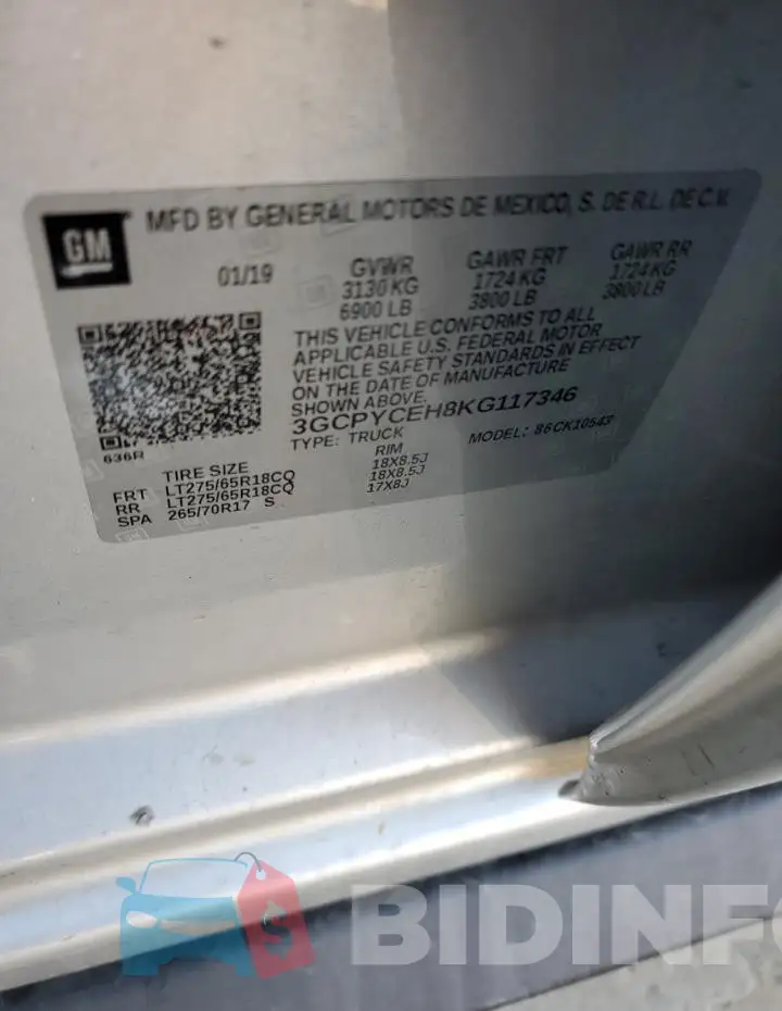 3GCPYCEH8KG117346 Photo# 12