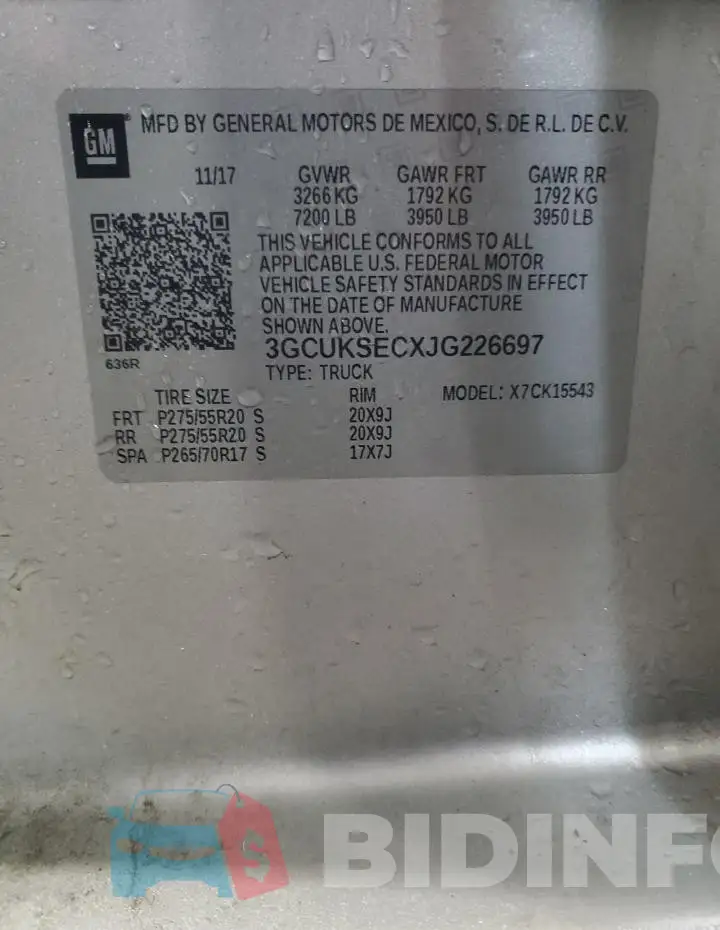 3GCUKSECXJG226697 Photo# 12