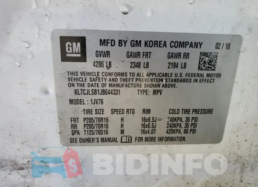 KL7CJLSB1JB644331 Photo# 13