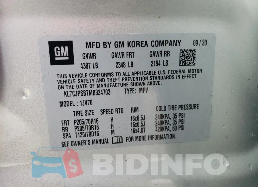 KL7CJPSB7MB324703 Photo# 13