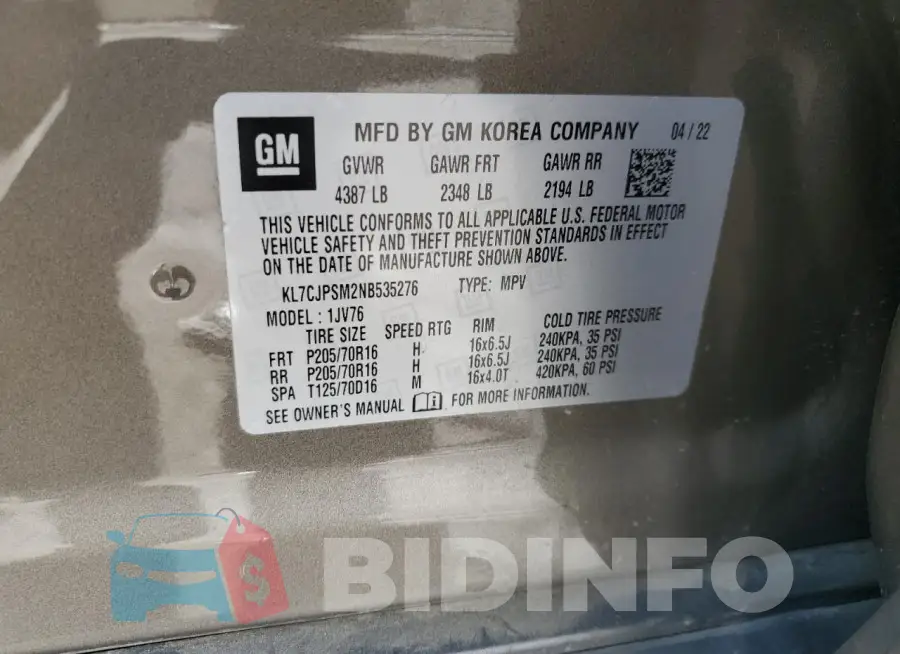 KL7CJPSM2NB535276 Photo# 14