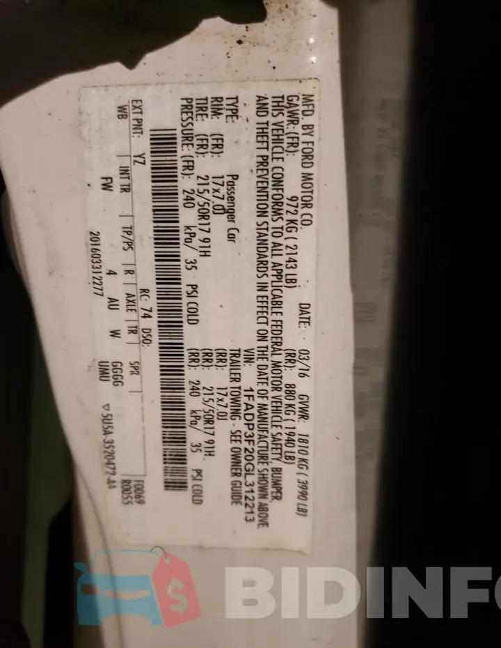 1FADP3F20GL312213 Photo# 13