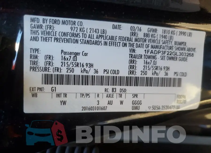 1FADP3F22GL303268 Photo# 13