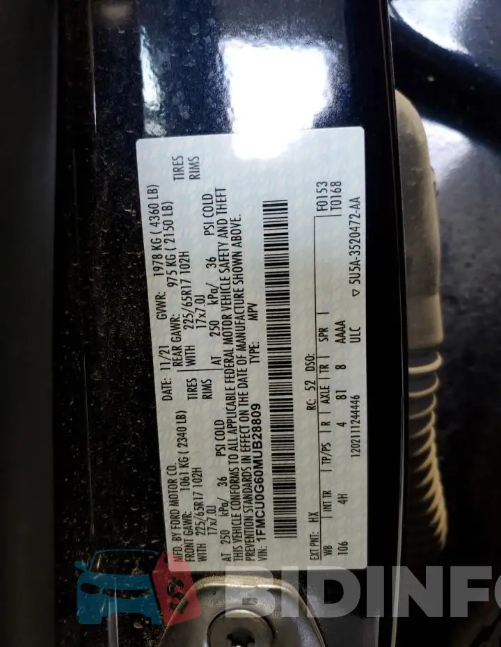 1FMCU0G60MUB28809 Photo# 12