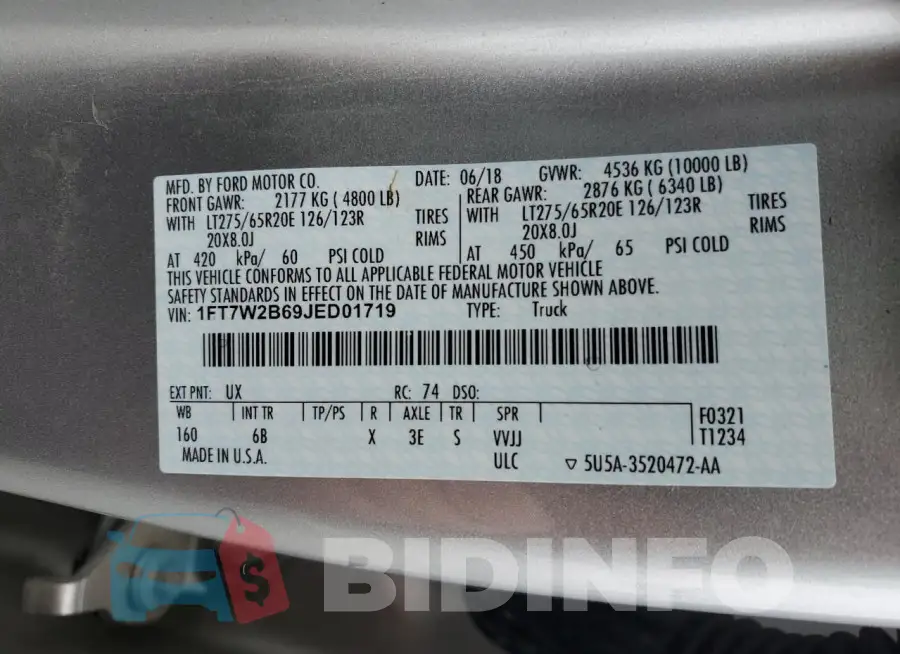 1FT7W2B69JED01719 Photo# 12