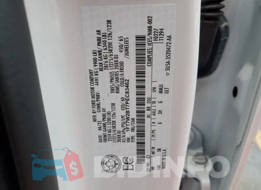 1FT7W2BT7PEC83462 Photo# 12