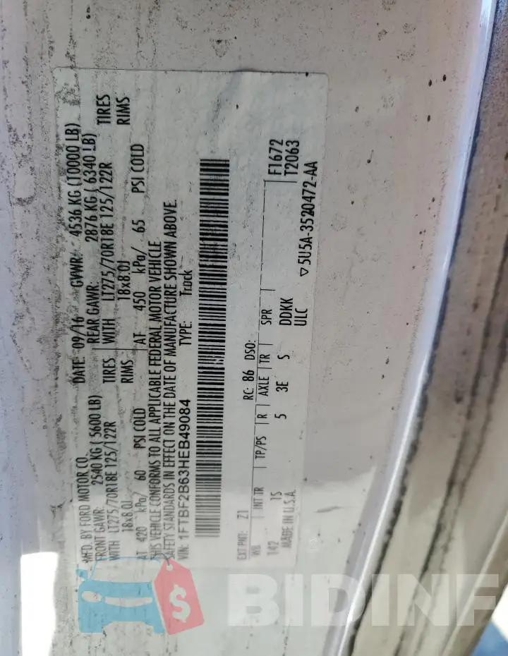 1FTBF2B63HEB49084 Photo# 12