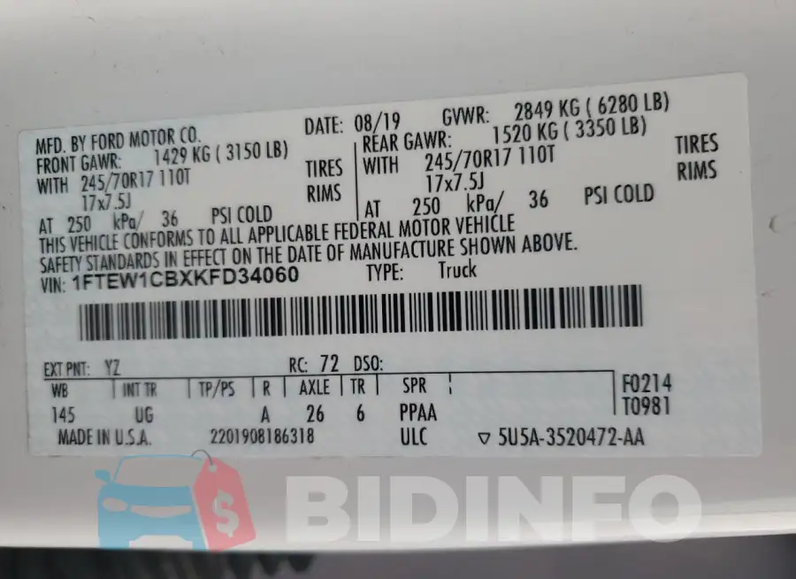 1FTEW1CBXKFD34060 Photo# 13