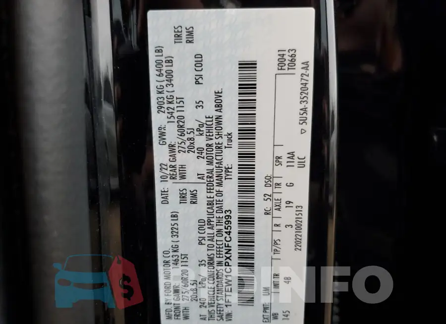 1FTEW1CPXNFC45993 Photo# 13